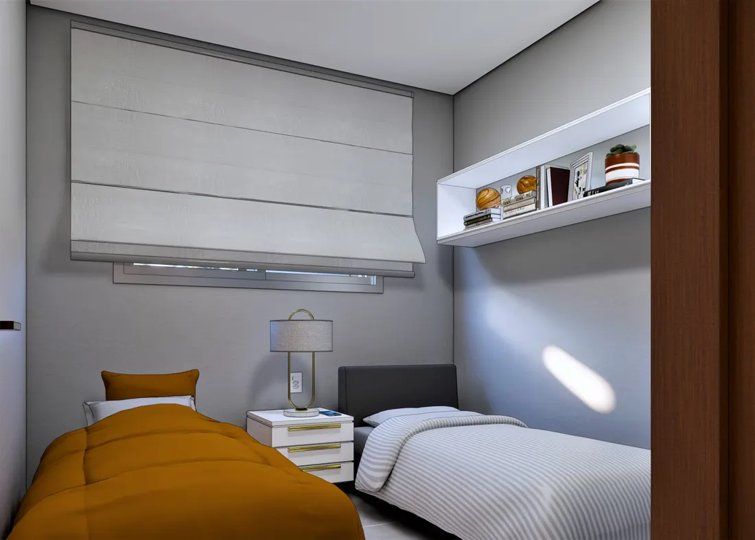 Segundo dormitório do apartamento de 3 dormitórios