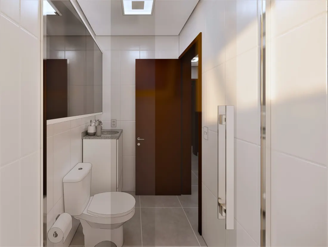 Banheiro da suíte do apartamento de 3 dormitórios